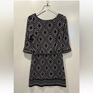 White House Black Market Geometric Boat Neck Drop Waist Dress Women’s Small (848